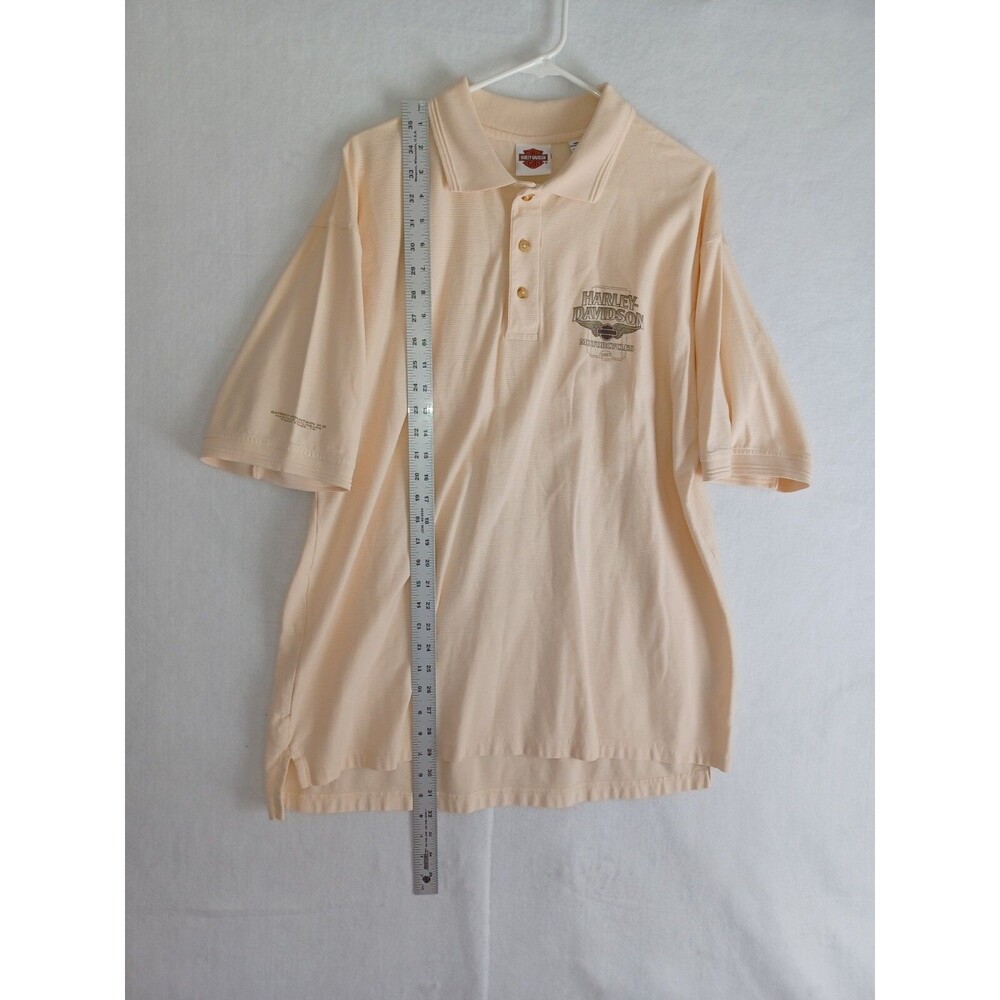 Harley Davidson Men’s Smokey Mountain Pima Cotton Polo Short Sleeve Cream XL - Picture 5 of 8